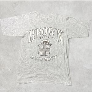 80s jansport Brown University alumni grey and white t-shirt size S